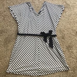 Navy and White Maternity Top